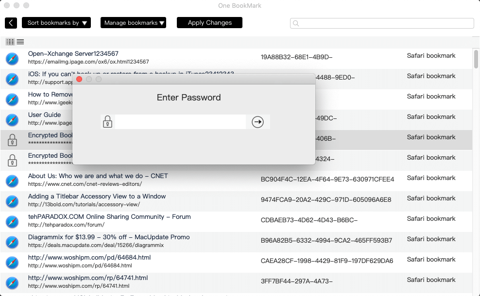 decrypt the encrypted safari bookmark in one bookmark