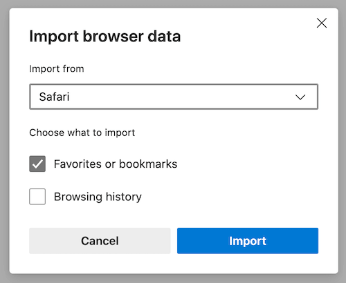 import safari bookmarks to Microsoft Edge