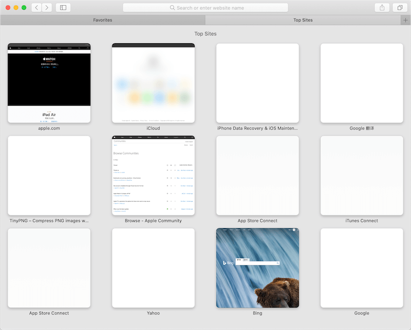 top sites in safari on Mac