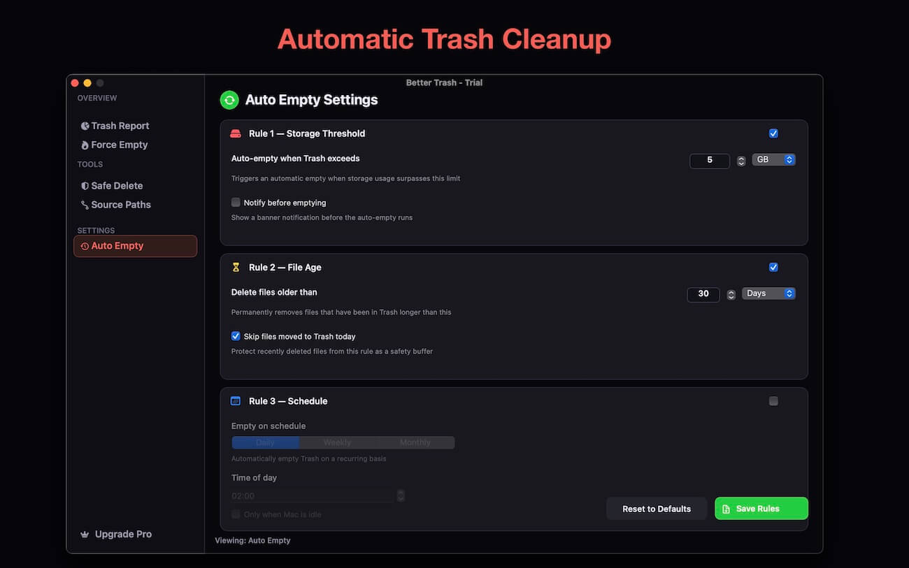 auto empty trash on Mac