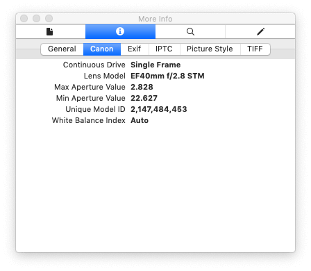 camera metadata