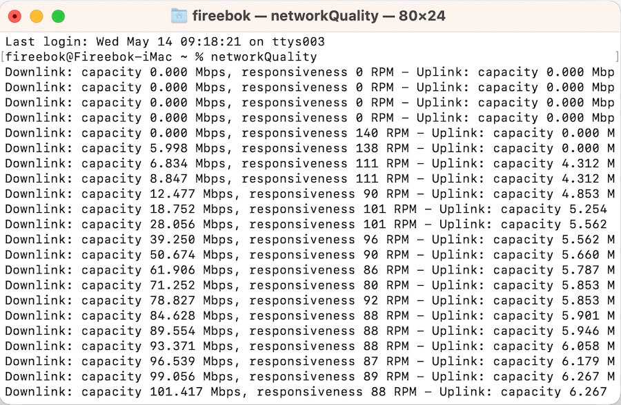 check mac network speed