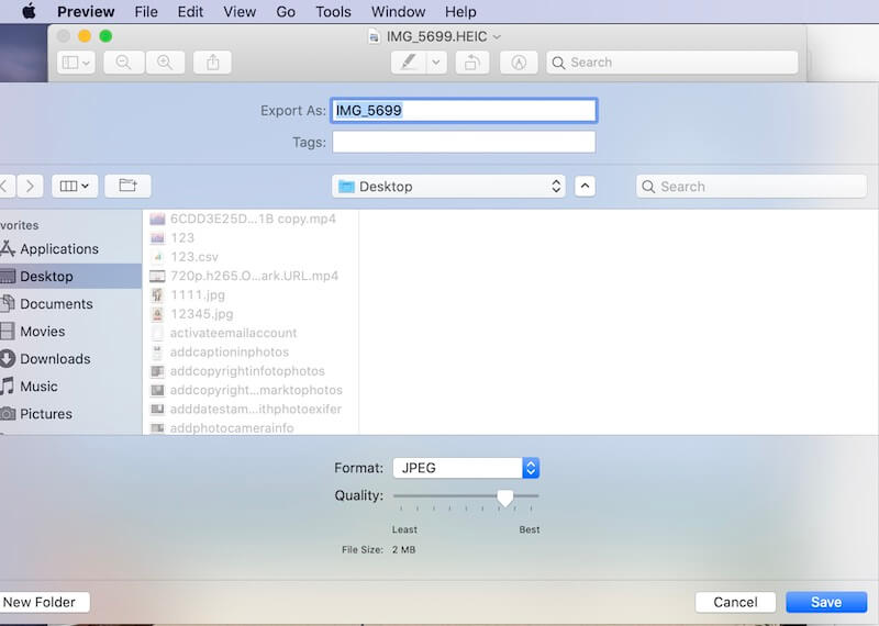 Convert HEIC to JPG with Preview