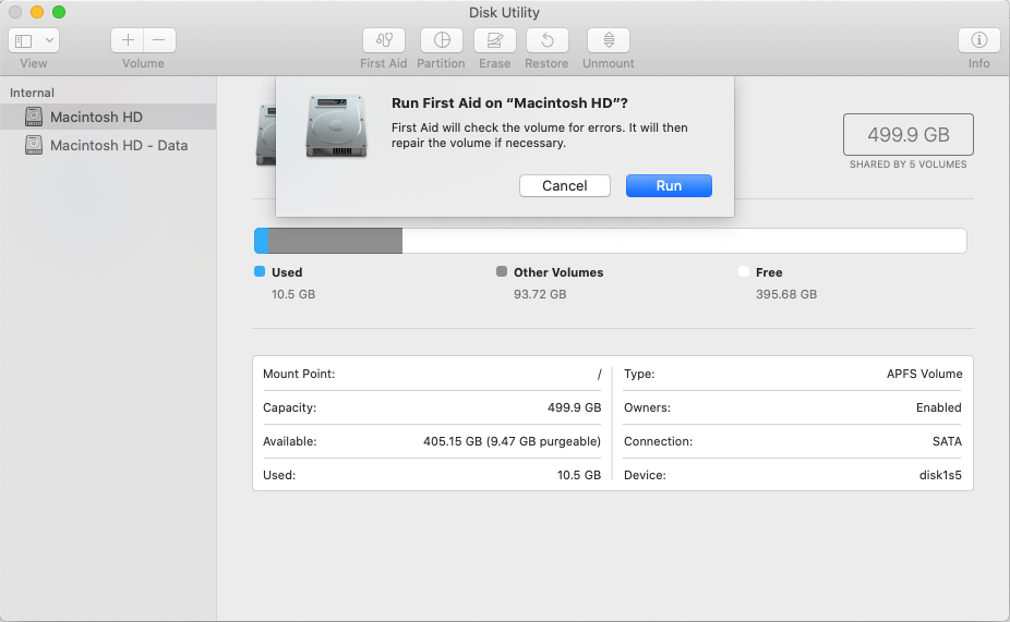 disk utility first aid feature in macOS