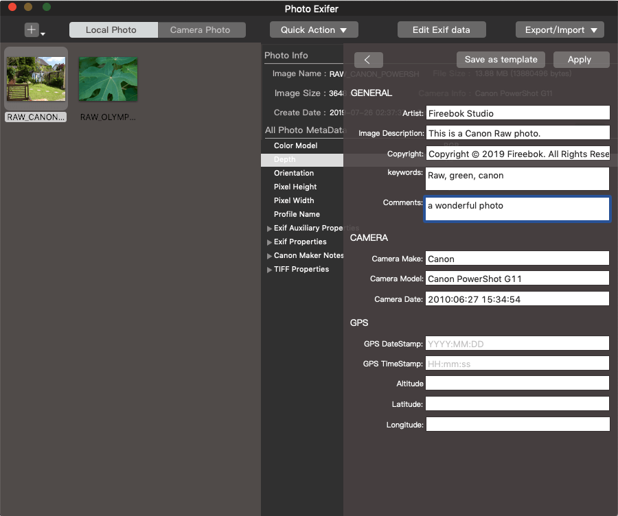 exif data viewer for mac