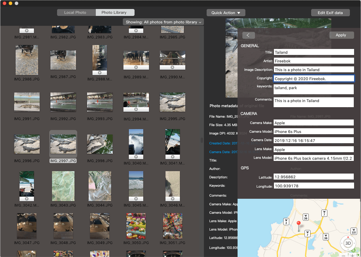 export photo metadata from photo library