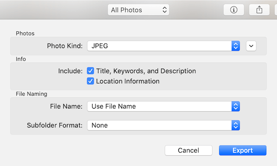 export the edited version of the photos