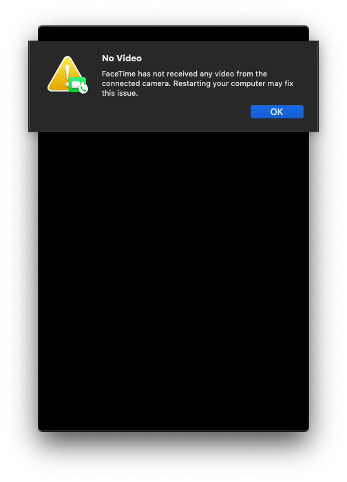 camera no video in Mac