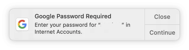 fail to authen google account in mojave