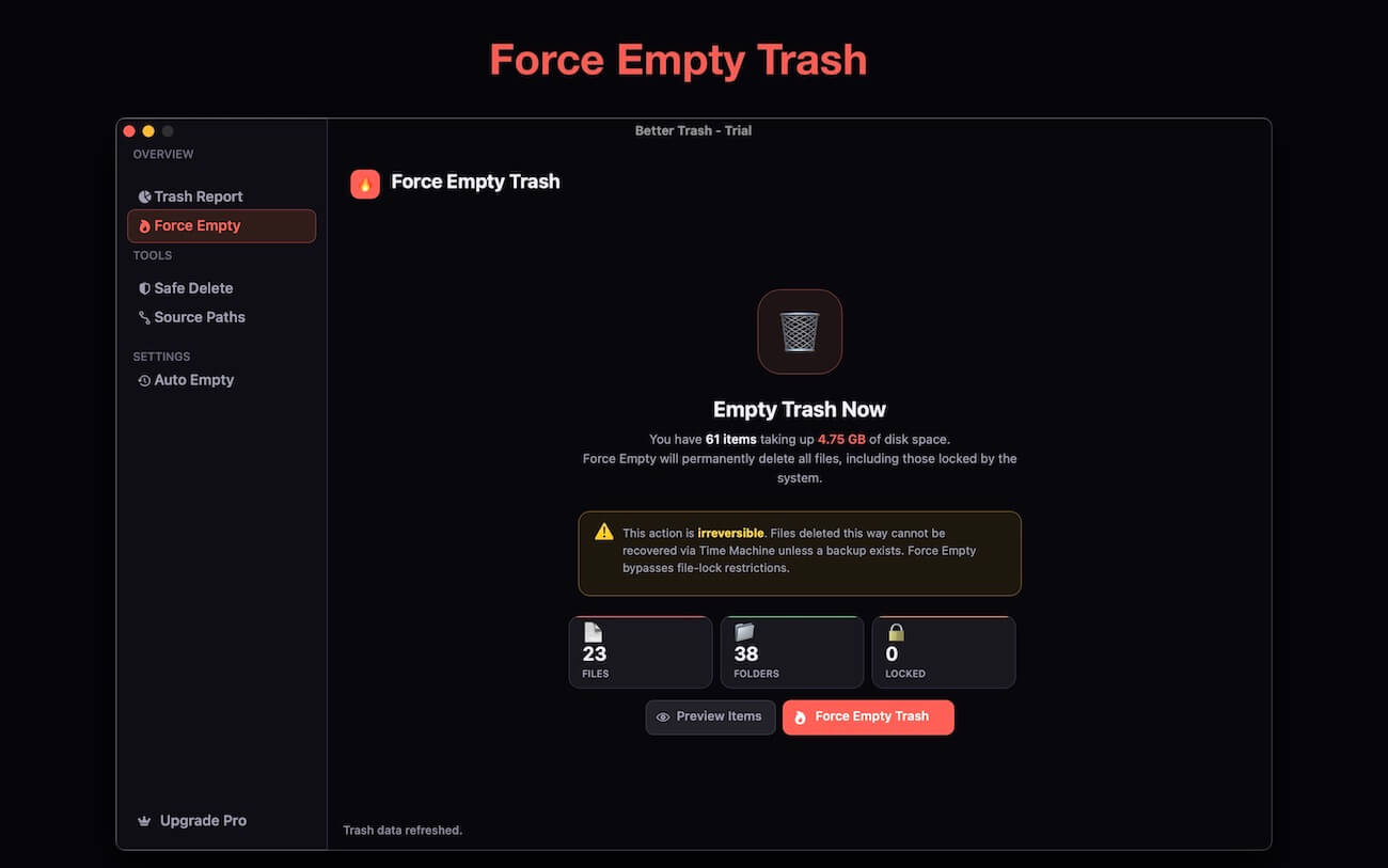force empty trash on Mac