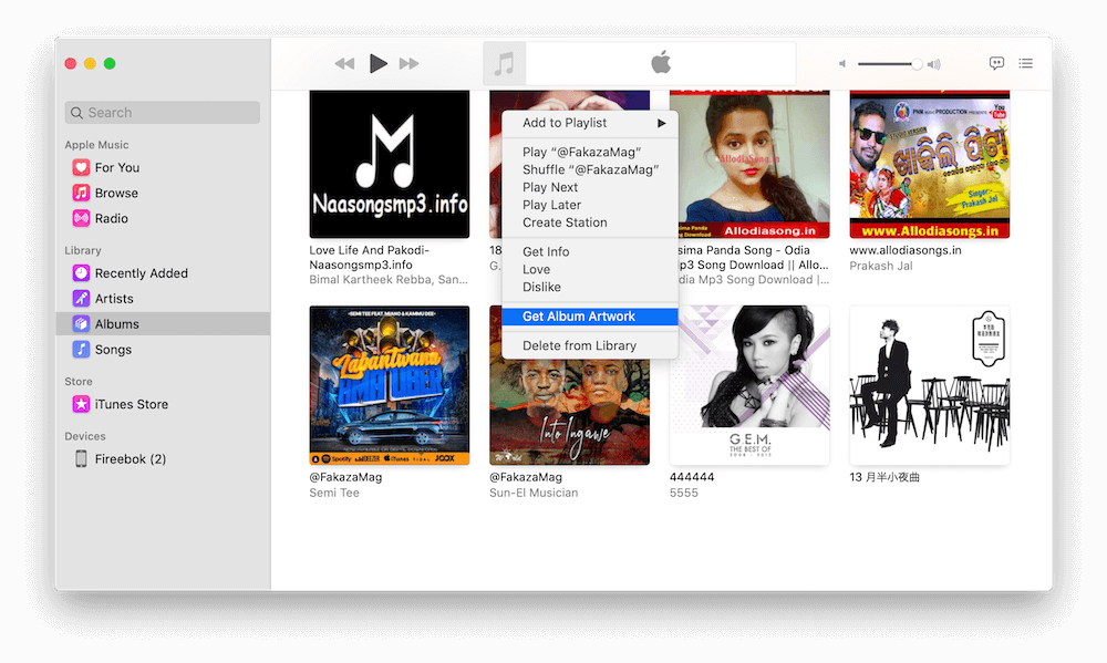 get ablum artwork in Music on Mac