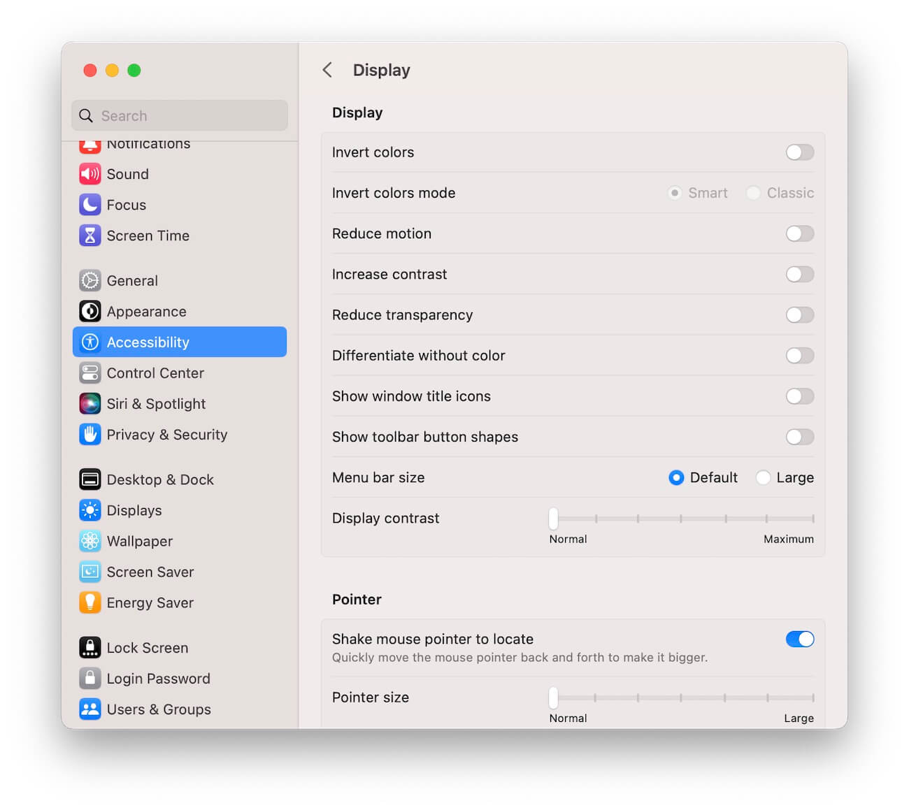 Reset Mac Display Accessibility Settings