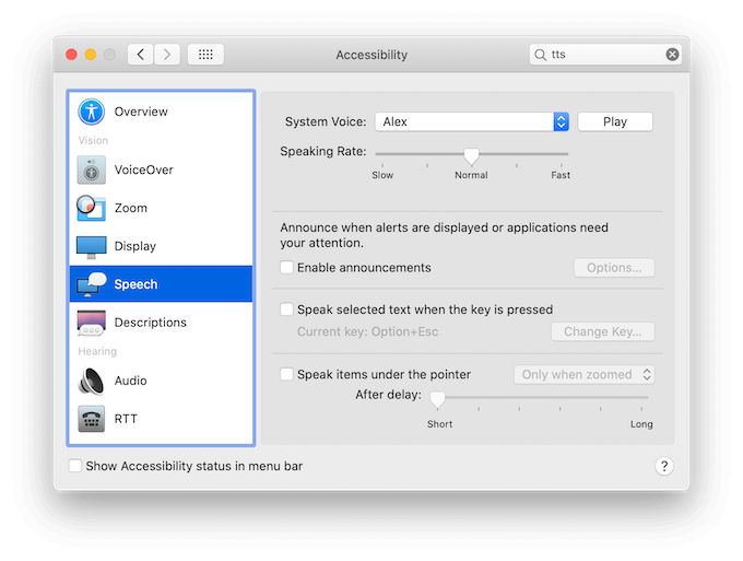 how to program a text to speech apple in macos