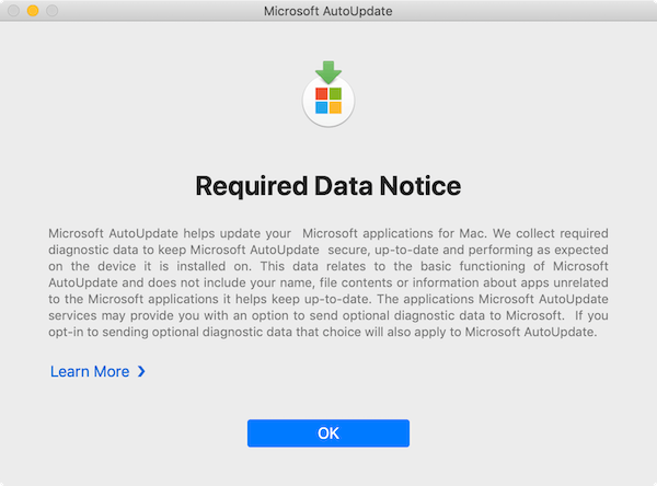 required data notice from microsoft autoupdate