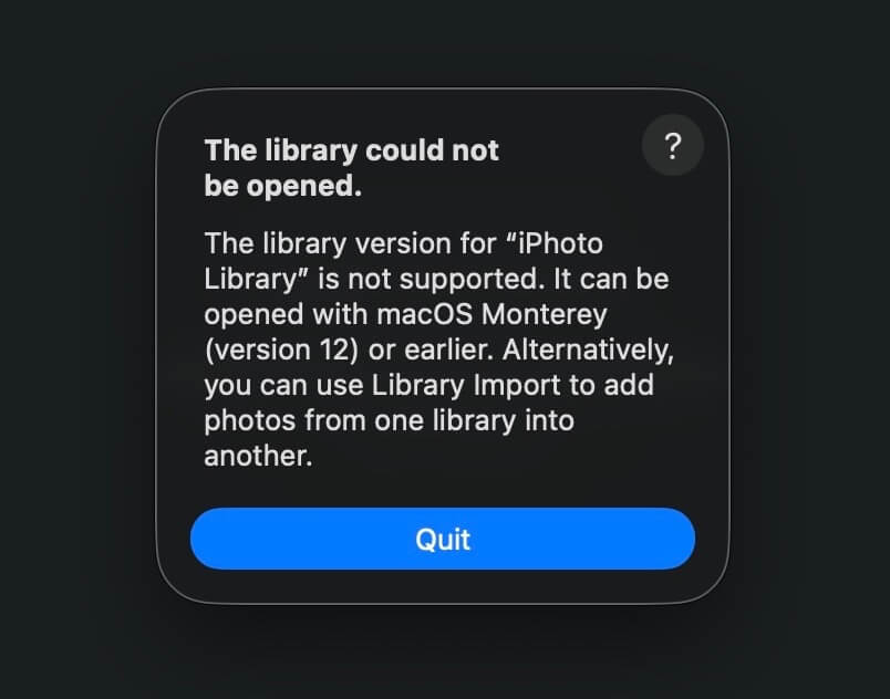 photo library not open