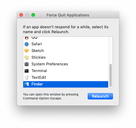restart finder on mac computer 