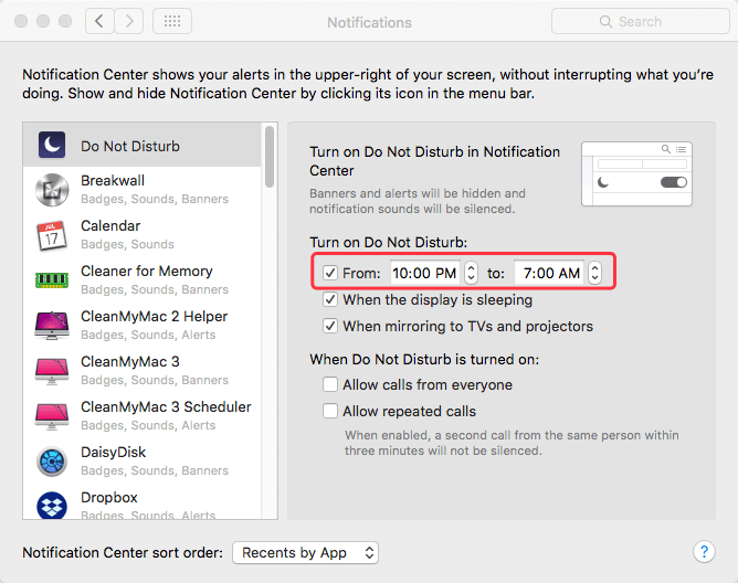 schedule disturb time period