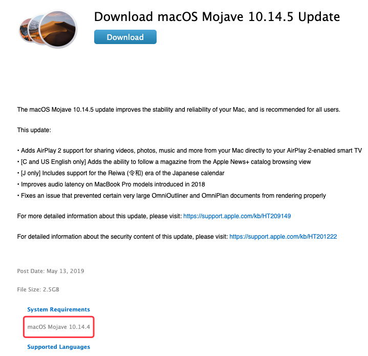 macOS update system requirements