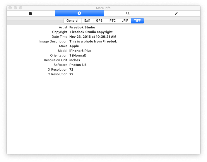 tiff metadata