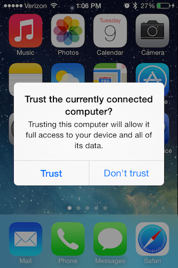 trust this computer iphone