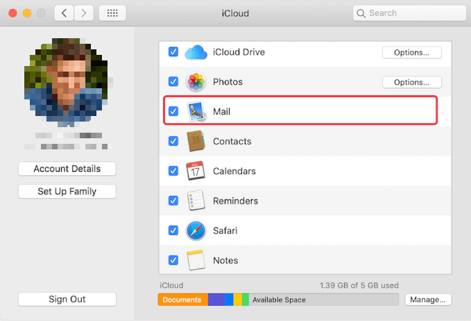 turn off icloud mail 