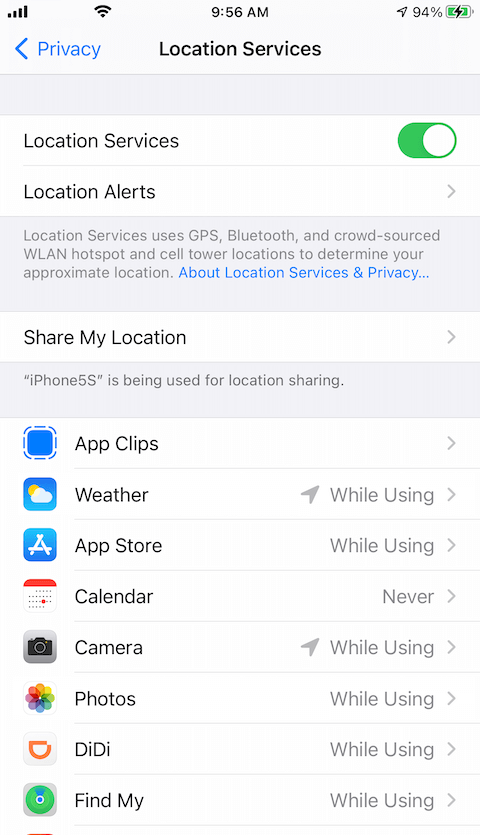 turn on location for photos