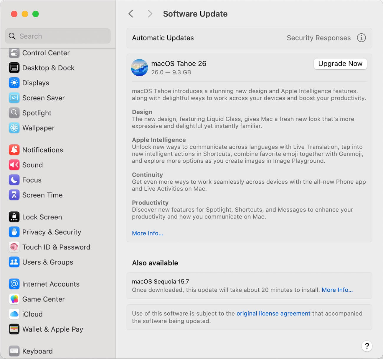 update macos tahoe 26