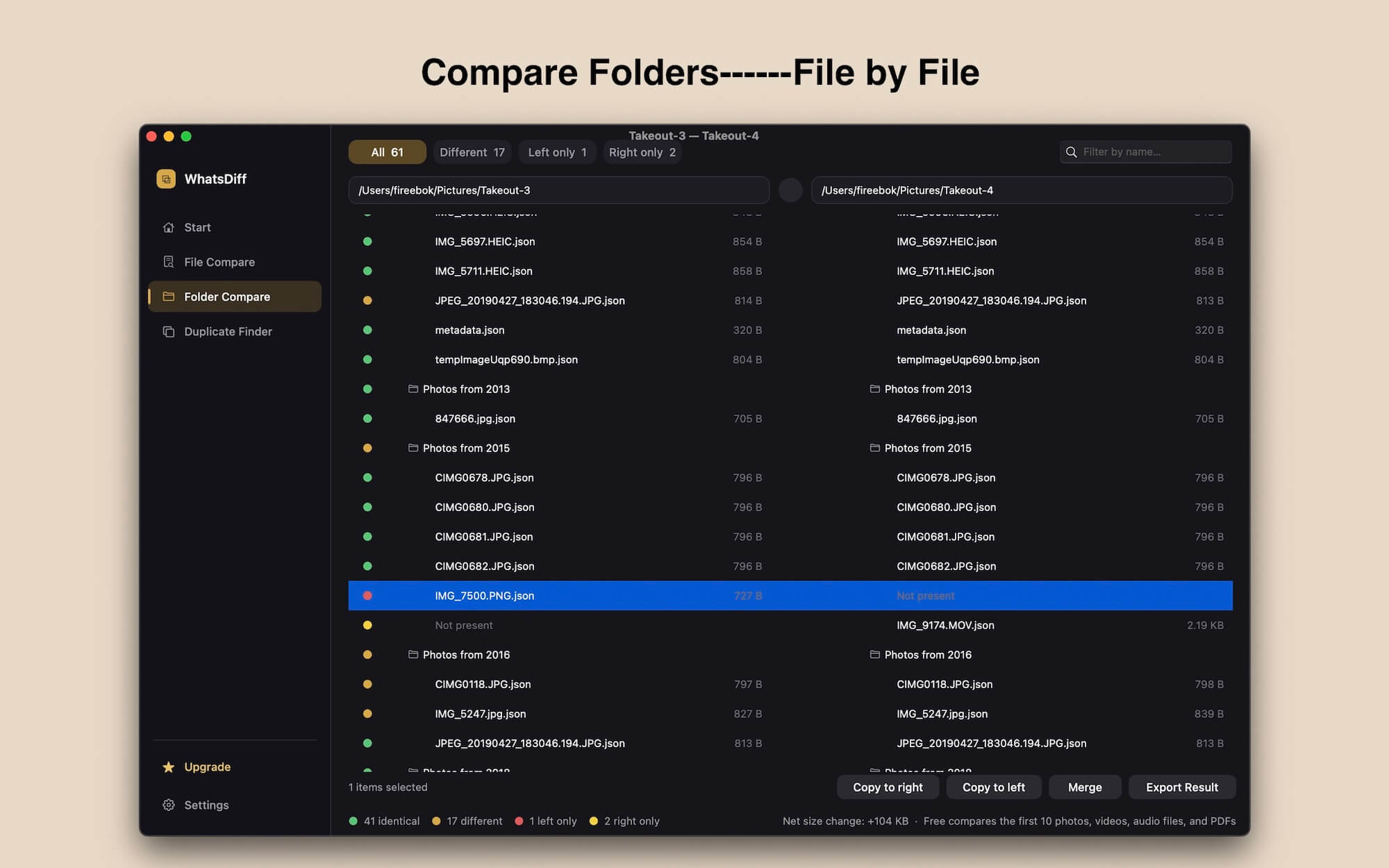 whatdiff compare folders on mac