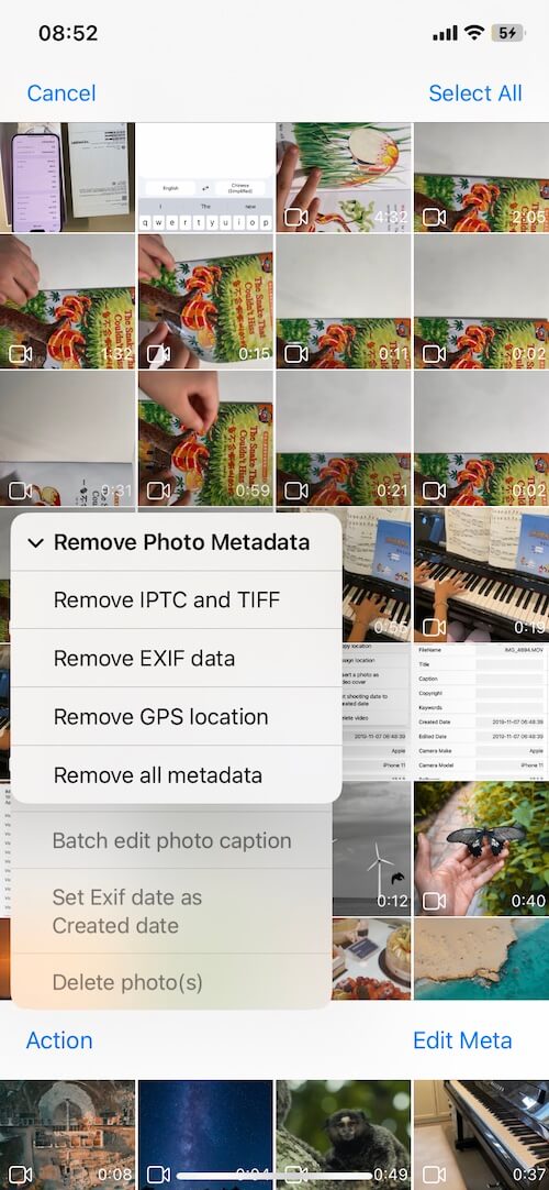Remove metadata from multiple photos