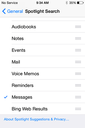 Check Messages in Spotlight Search