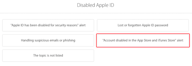 disabled apple id account in iPhone