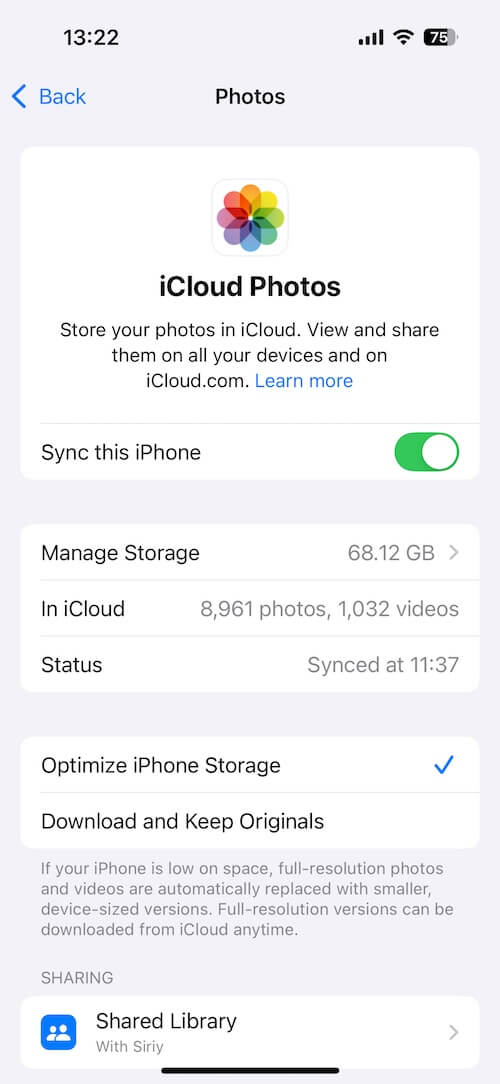 disable icloud photos