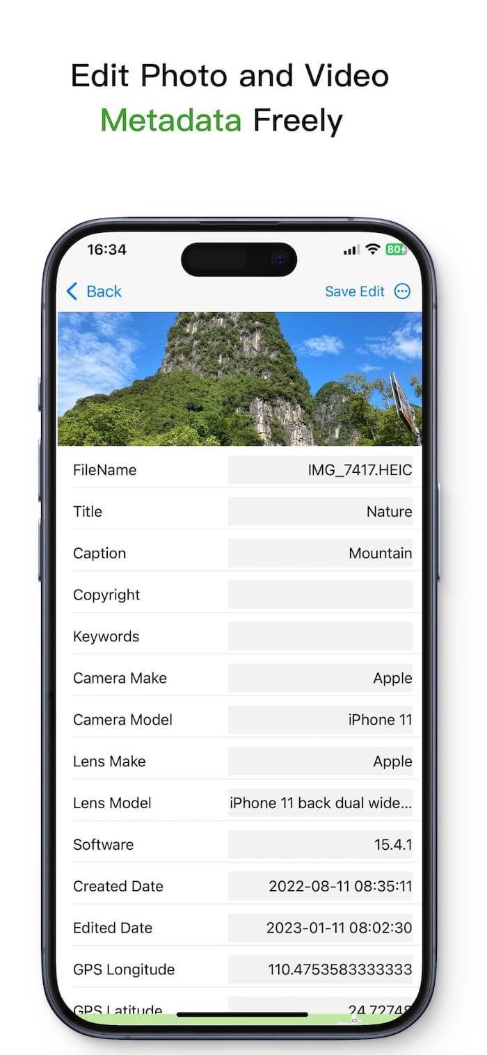 add photo keywords on iPhone