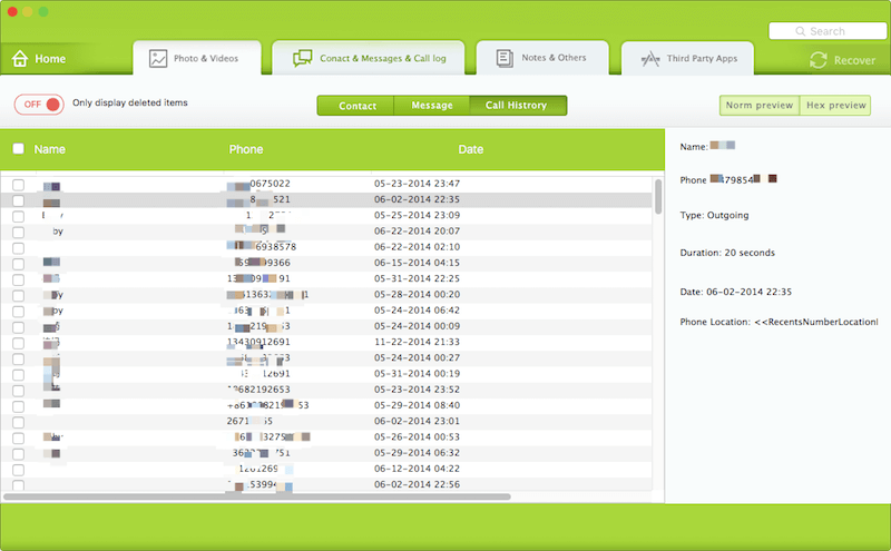 Fone Rescue Call History