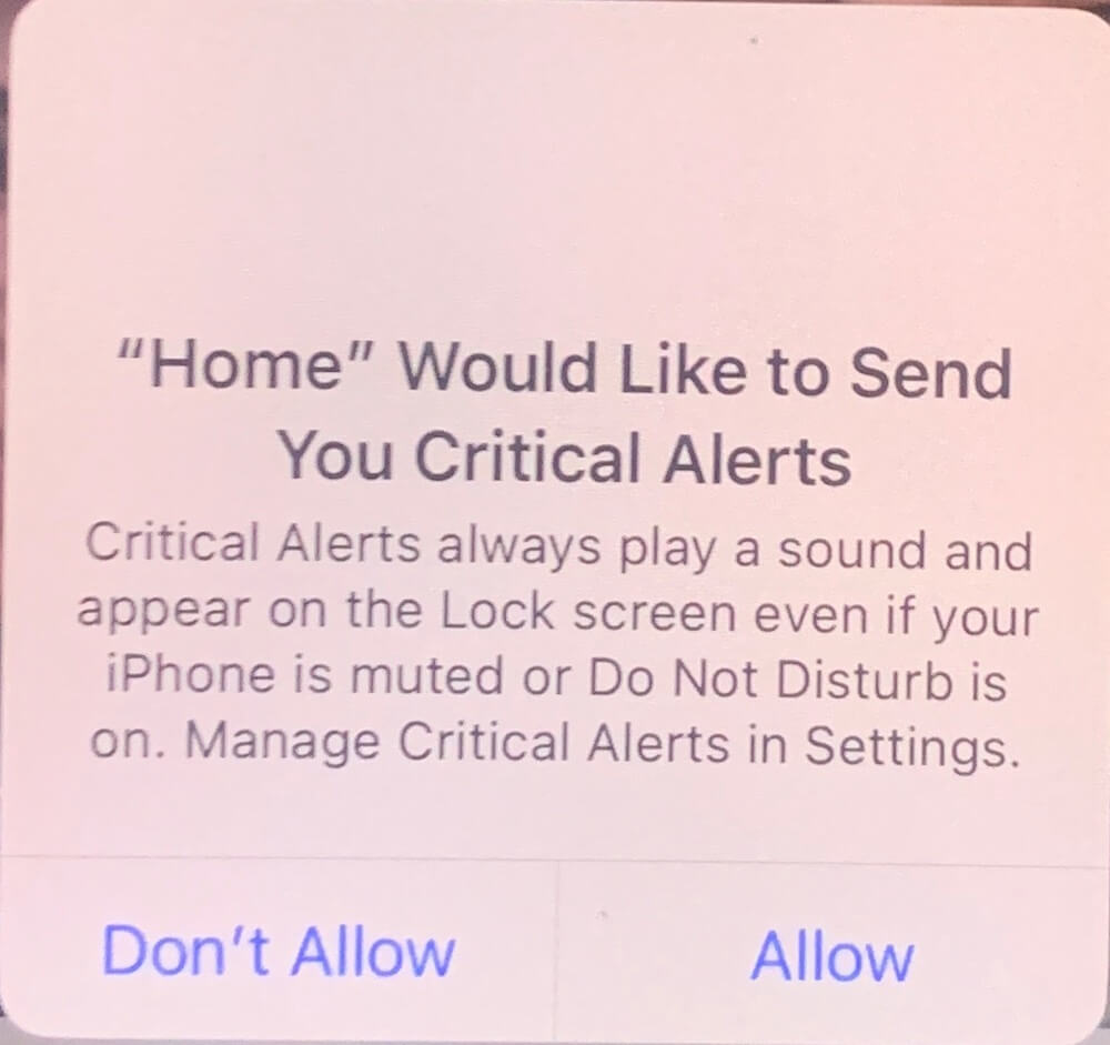 home alert message