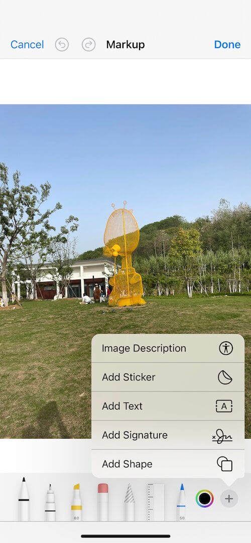 iPhone markup feature