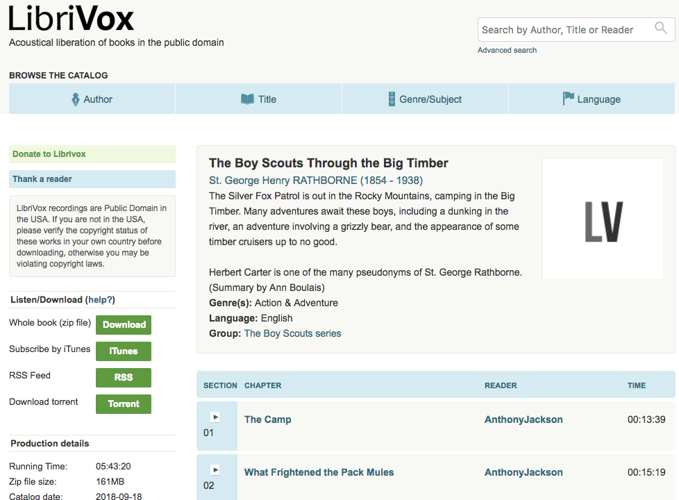 audio book in LibriVox 