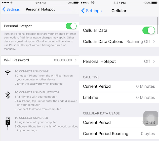 person hotspot setup