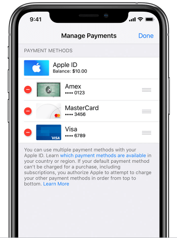 remove payment in iPhone