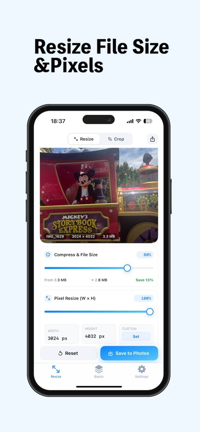 Lossless Photo Compress on iPhone