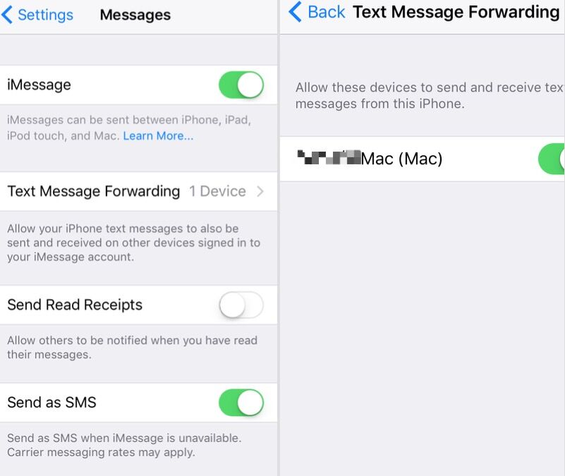 how to sync mac and iphone messages