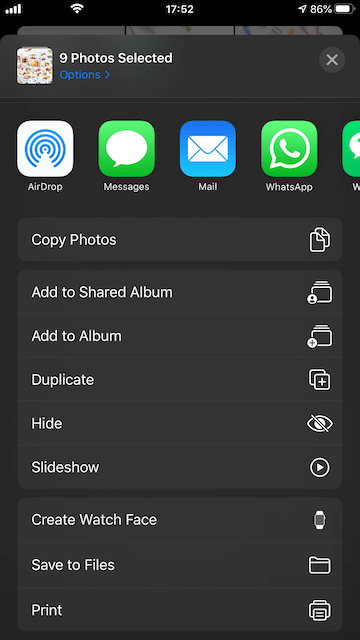 share photos to add to an album on iPhone