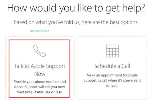 talk to apple support in iPhone