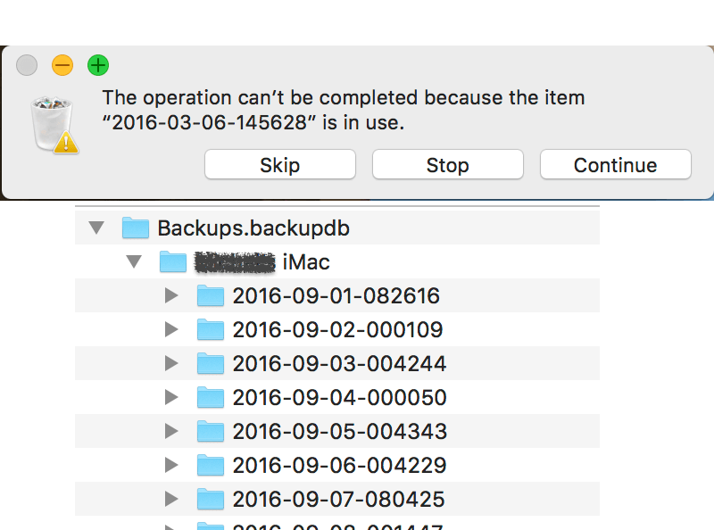 remove the time Machine Backup in Trash