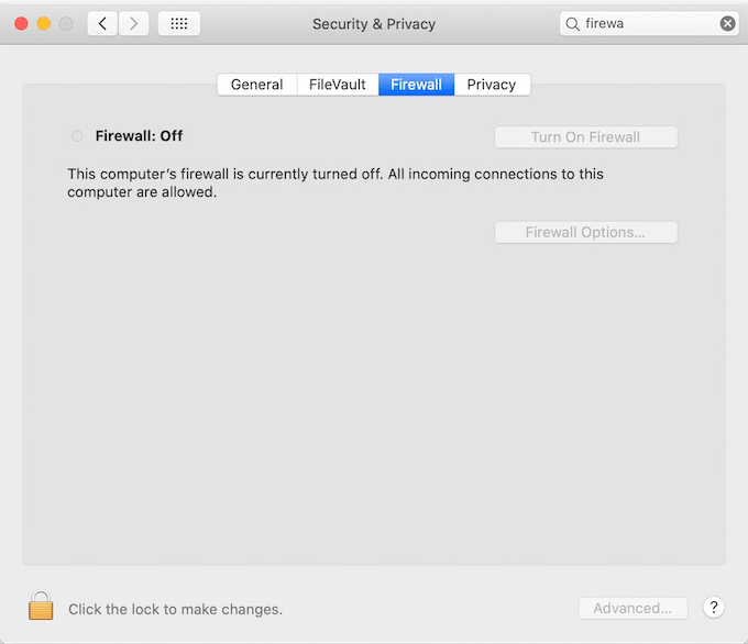 Turn off Firewall 