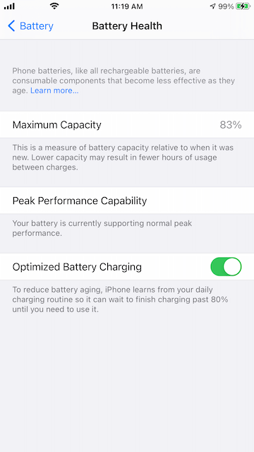 turn off iPhone optimized battery on iPhone
