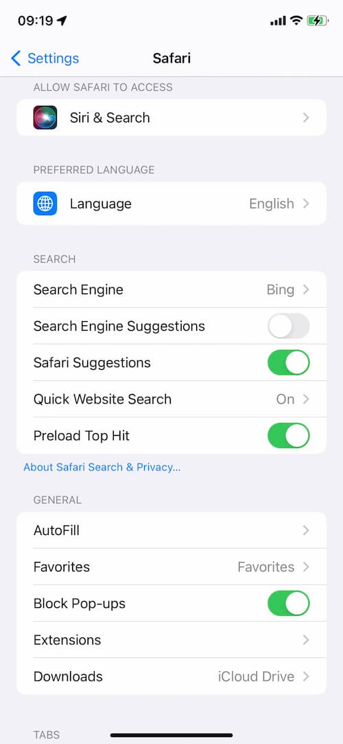 turn off preload top hit on iPhone