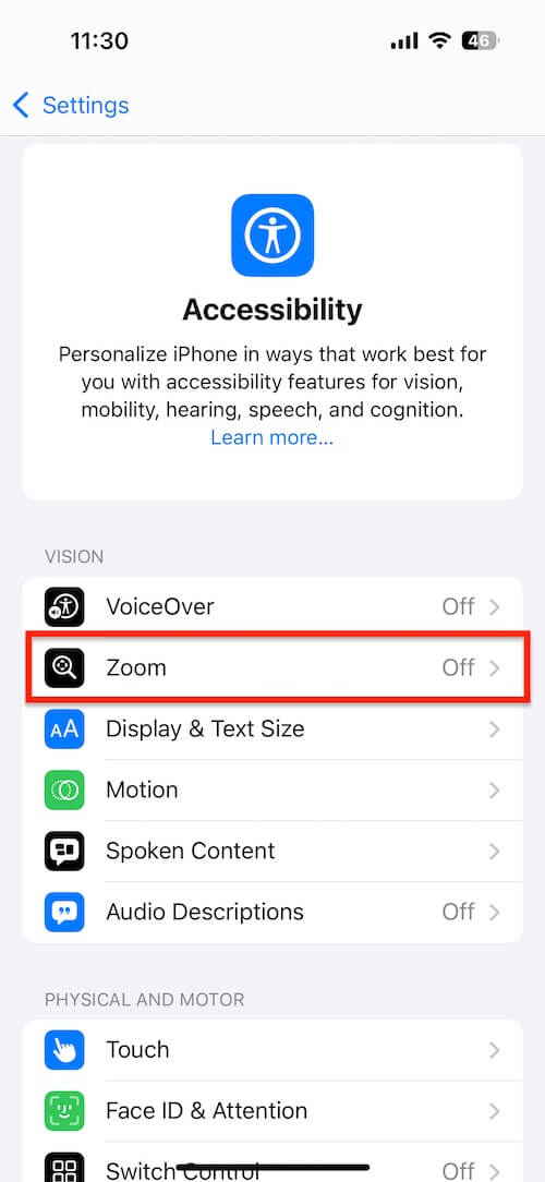 turn off screen zoom on iPhonbe