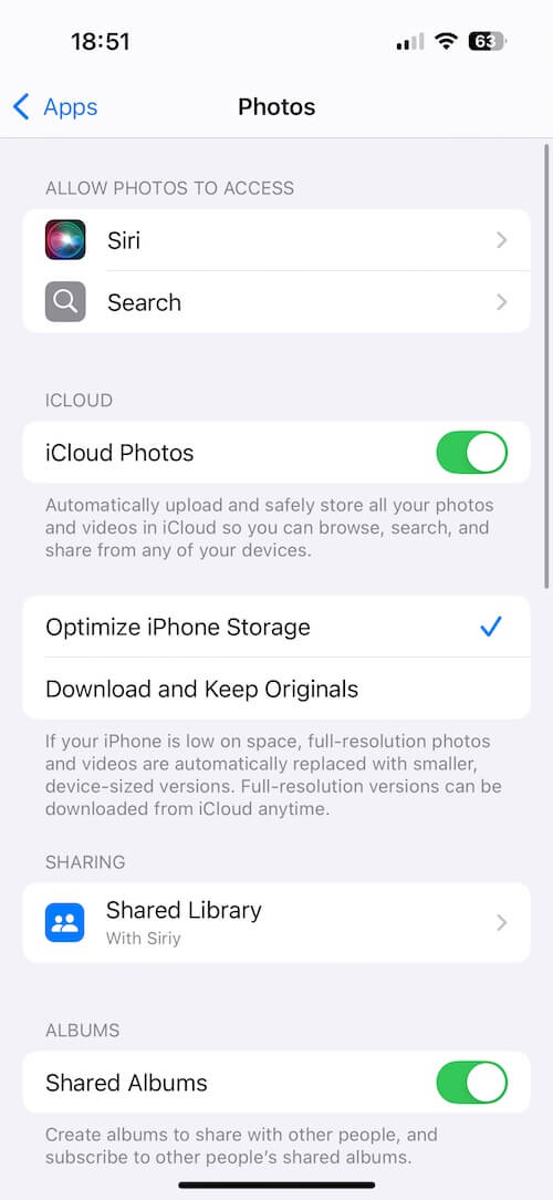 turn on icloud photos on iPhone