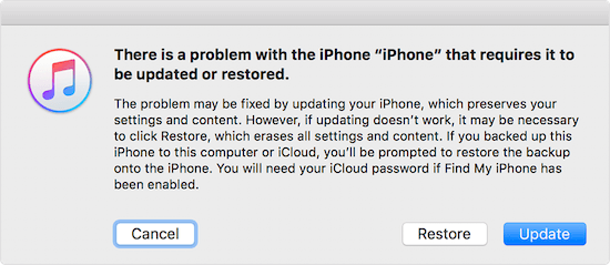 update ios version by itunes on iPhone